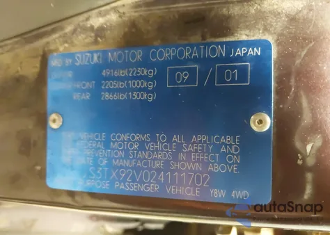 2002 Suzuki Xl-7 Limited/Plus/Standard/Touring z USA, uszkodzony, nr VIN JS3TX92V024111702